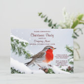 Red Robin Weihnachts Party Feiertag Einladung (Stehend Vorderseite)