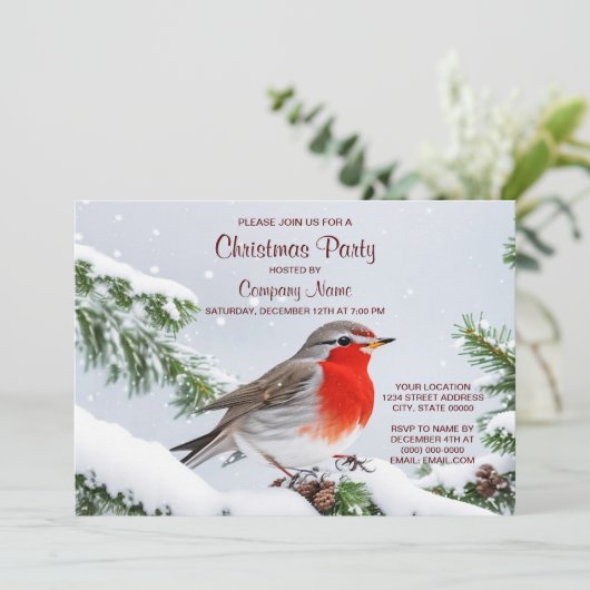 Red Robin Weihnachts Party Feiertag Einladung (Stehend Vorderseite)