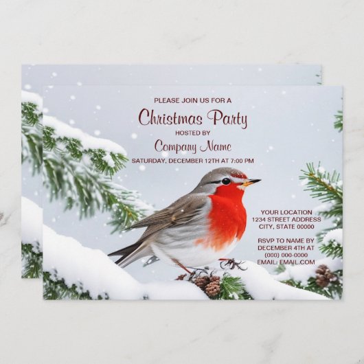 Red Robin Weihnachts Party Feiertag Einladung (Vorne/Hinten)