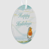 Red Robin Winter Happy Ferien Ornament (Vorderseite)