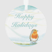 Red Robin Winter Happy Ferien Ornament (Rückseite)