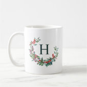 Red Robin Wreath Holiday Monogram Kaffeetasse (Links)