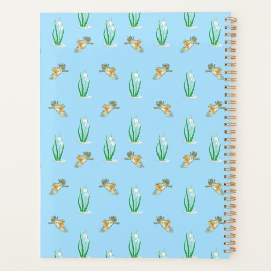 Red Robins and Snowdrops Spring Pattern Planer (Rückseite)