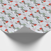 Red Robins Holiday Weihnachtswrapping Paper Geschenkpapier (Ecke)