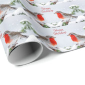 Red Robins Holiday Weihnachtswrapping Paper Geschenkpapier (Rolleneckpunkt)
