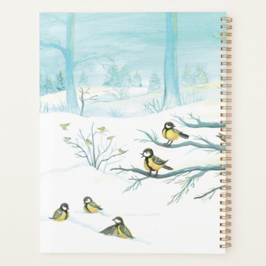 Red Robins & Tit Birds im Winterwald Planer (Rückseite)