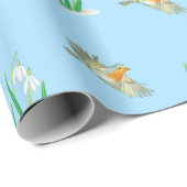 Red Robins und Snowdrops Geschenkpapier (Rolleneckpunkt)