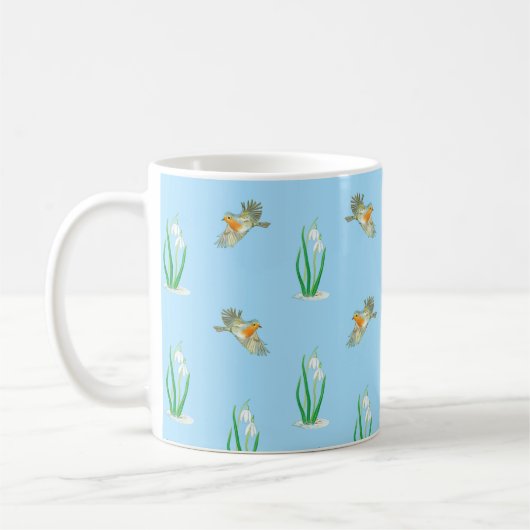 Red Robins und Snowdrops Kaffeetasse (Links)