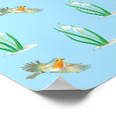 Red Robins und Snowdrops Poster (Ecke)