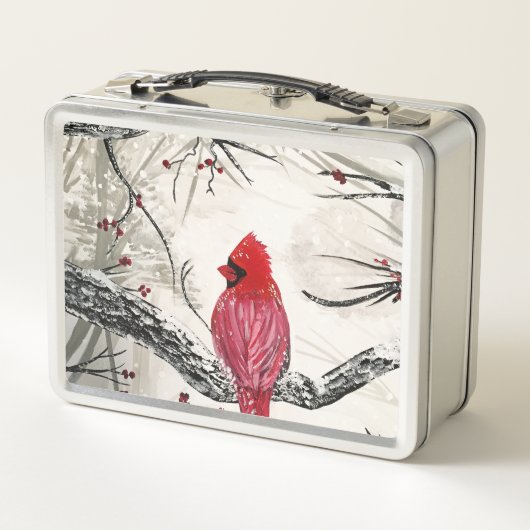 Red Robins Winter Metall Brotdose (Rückseite)