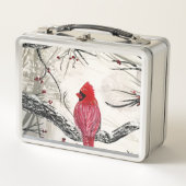 Red Robins Winter Metall Brotdose (Vorderseite)