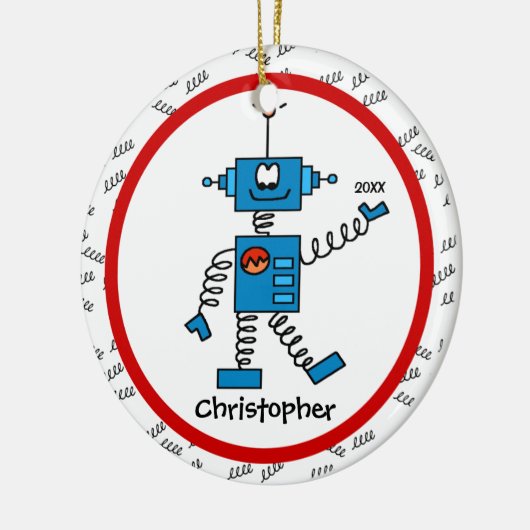 Red Robot Personalisiert Boy Weihnachtsschmuck (Links)