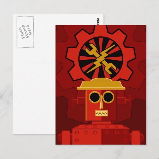 Red Robot Postkarte (Vorne/Hinten)