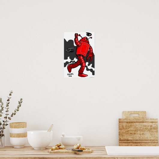 Red Robot Rampaging Poster (Küche)