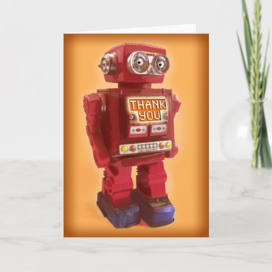 Red Robot Vielen Dank Dankeskarte (Vorderseite)