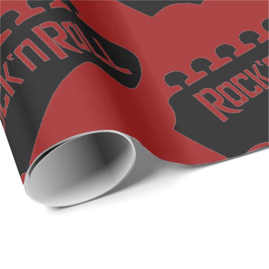 Red Rock and Roll Guitar Pattern Geschenkpapier (Rolleneckpunkt)