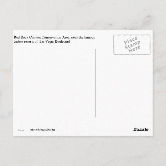 Red Rock Canyon bei Las Vegas Boulevard Postkarte (Rückseite)