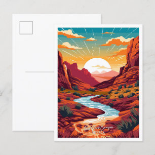 Red Rock Canyon Nevada Reise Vintage-Illustration Postkarte