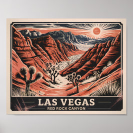 Red Rock Canyon Nevada Retro Vintage Landschaft WP Poster