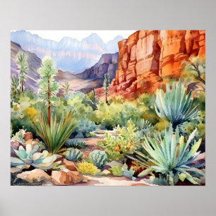 Red Rock Canyon Nevada Wasserfarbenwelt Poster