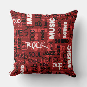 Red Rock Pop R & B Music Text Theme Kissen