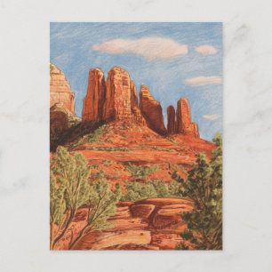 Red Rock, Sedona, Arizona, Crayon zeichnend Postkarte