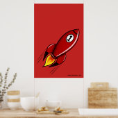 "Red Rocket 01" - Rocket-Serienposter (Rot) Poster (Küche)