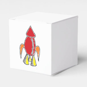Red Rocket Ship Spaceship Niedlicher Cartoon Geschenkschachtel