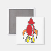 Red Rocket Ship Spaceship Niedlicher Cartoon Magnet (Vorderseite/Rückseite)