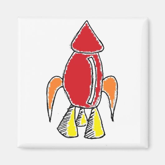 Red Rocket Ship Spaceship Niedlicher Cartoon Magnet (Vorne)