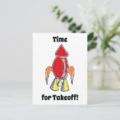 Red Rocket Ship Spaceship Niedlicher Cartoon Postkarte (Stehend Vorderseite)