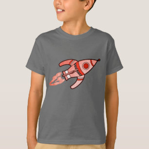Red Rocket Space Jungs Weißer Ringer T - Shirt