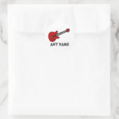 Red Rockin' Guitar Runder Aufkleber (Tasche)