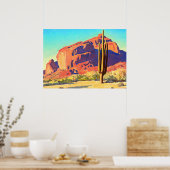Red Rocks and Cactus, 1945 von Maynard Dixon Poster (Küche)
