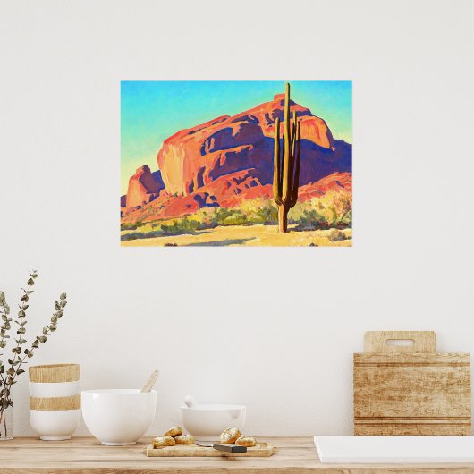 Red Rocks and Cactus, 1945 von Maynard Dixon Poster (Küche)