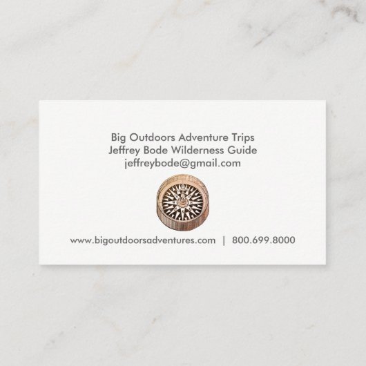 Red Rocks Mountain Wilderness Adventure Guide Visitenkarte (Rückseite)