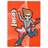 Red Rockstar Gitarre Junge fügen Sie Ihren Namen Z Klemmbrett (Rückseite)