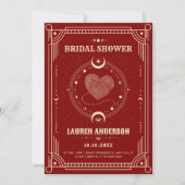 Red romance  boho mystical moon bridal shower einladung (Vorderseite)