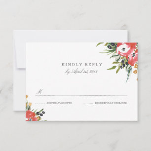 Red Romance Wedding RSVP Card Karte