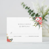 Red Romance Wedding RSVP Card Karte (Stehend Vorderseite)