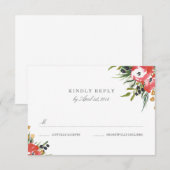 Red Romance Wedding RSVP Card Karte (Vorne/Hinten)