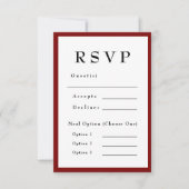 Red Romantic and Timeless Wedding RSVP Karte (Vorderseite)
