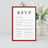 Red Romantic and Timeless Wedding RSVP Karte (Stehend Vorderseite)