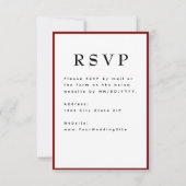 Red Romantic and Timeless Wedding RSVP Karte (Rückseite)