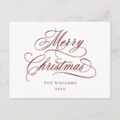 Red Romantic frohe Weihnachts-Script-Feiertag Postkarte (Vorderseite)