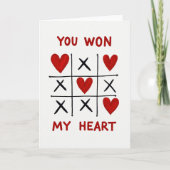 Red Romantic Tic Tac Toe Card Karte (Vorderseite)