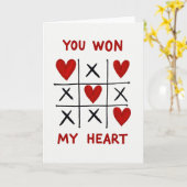 Red Romantic Tic Tac Toe Card Karte (Gelbe Blume)