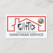 Red Roof Building Repair Tools Frame Visitenkarte (Vorderseite)