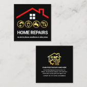 Red Roof Frame Handyman Icons Quadratische Visitenkarte (Vorne/Hinten)