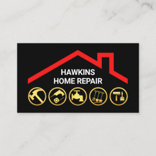 Red Roof Gold Gebäude Handyman Tools Visitenkarte